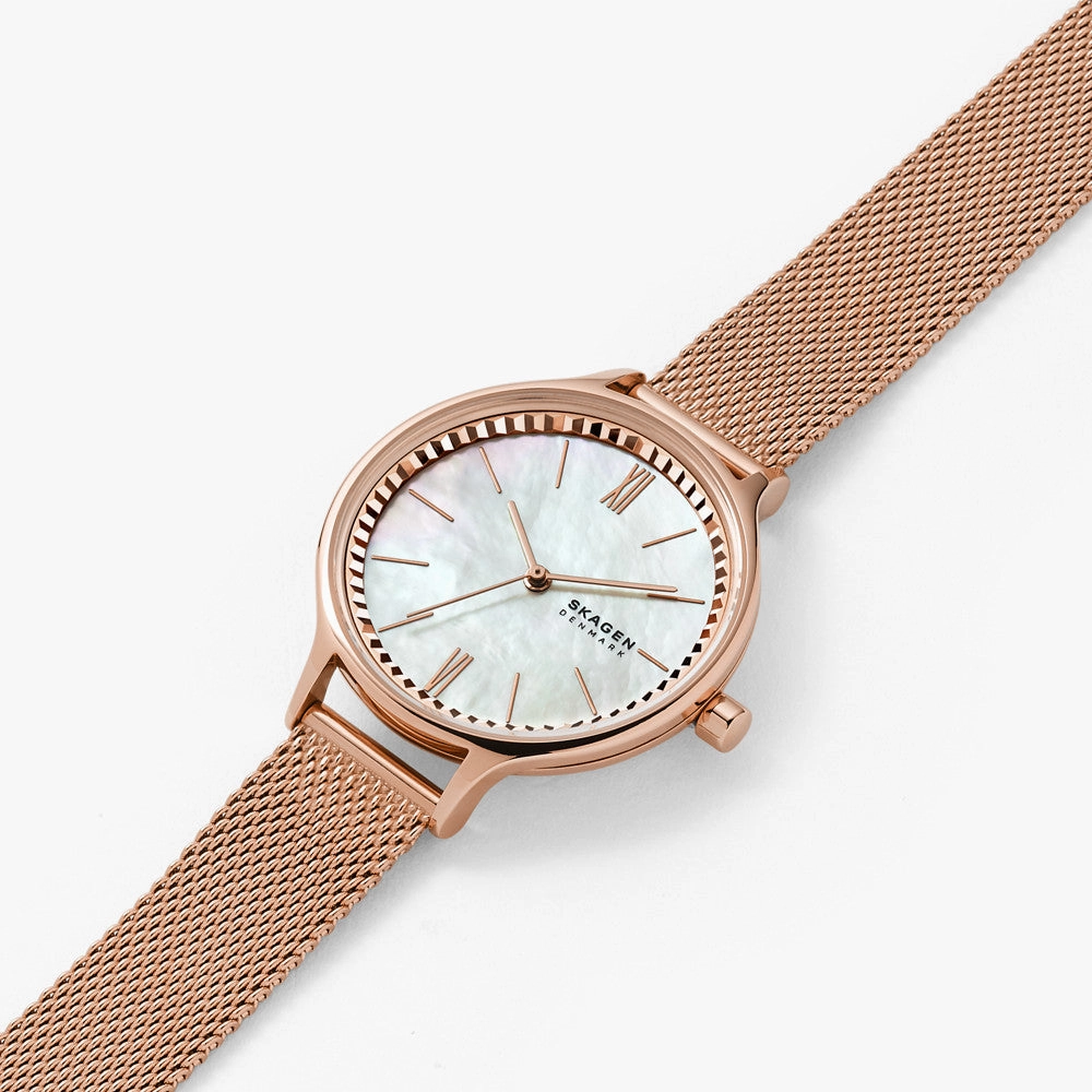 Skagen Anita Three-Hand Rose-Tone Steel Mesh Watch SKW2865