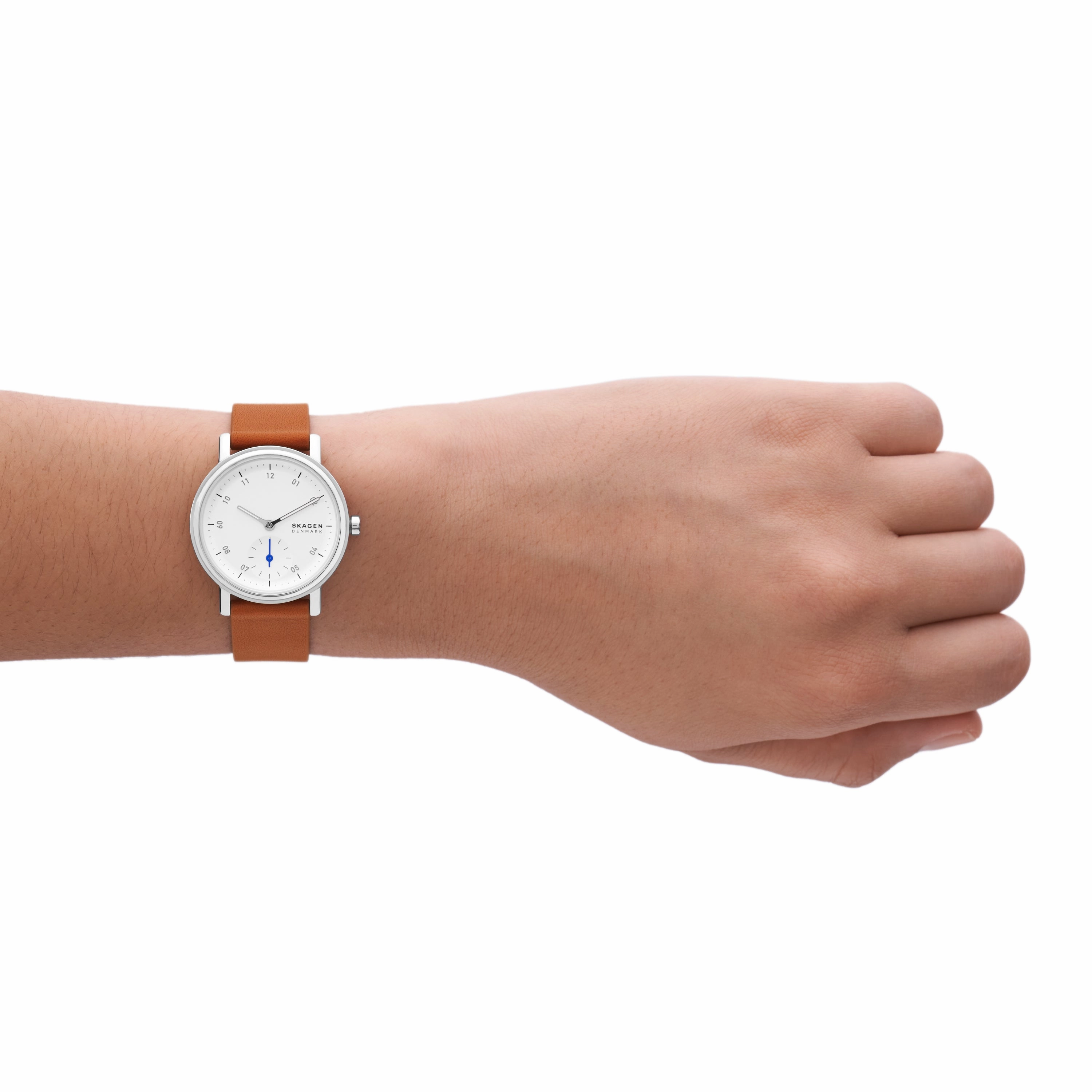 Skagen Kuppel Lille Elegant Watch with Minimalist Sub-Second Dial & Luxurious Brown Leather Strap - SKW3103