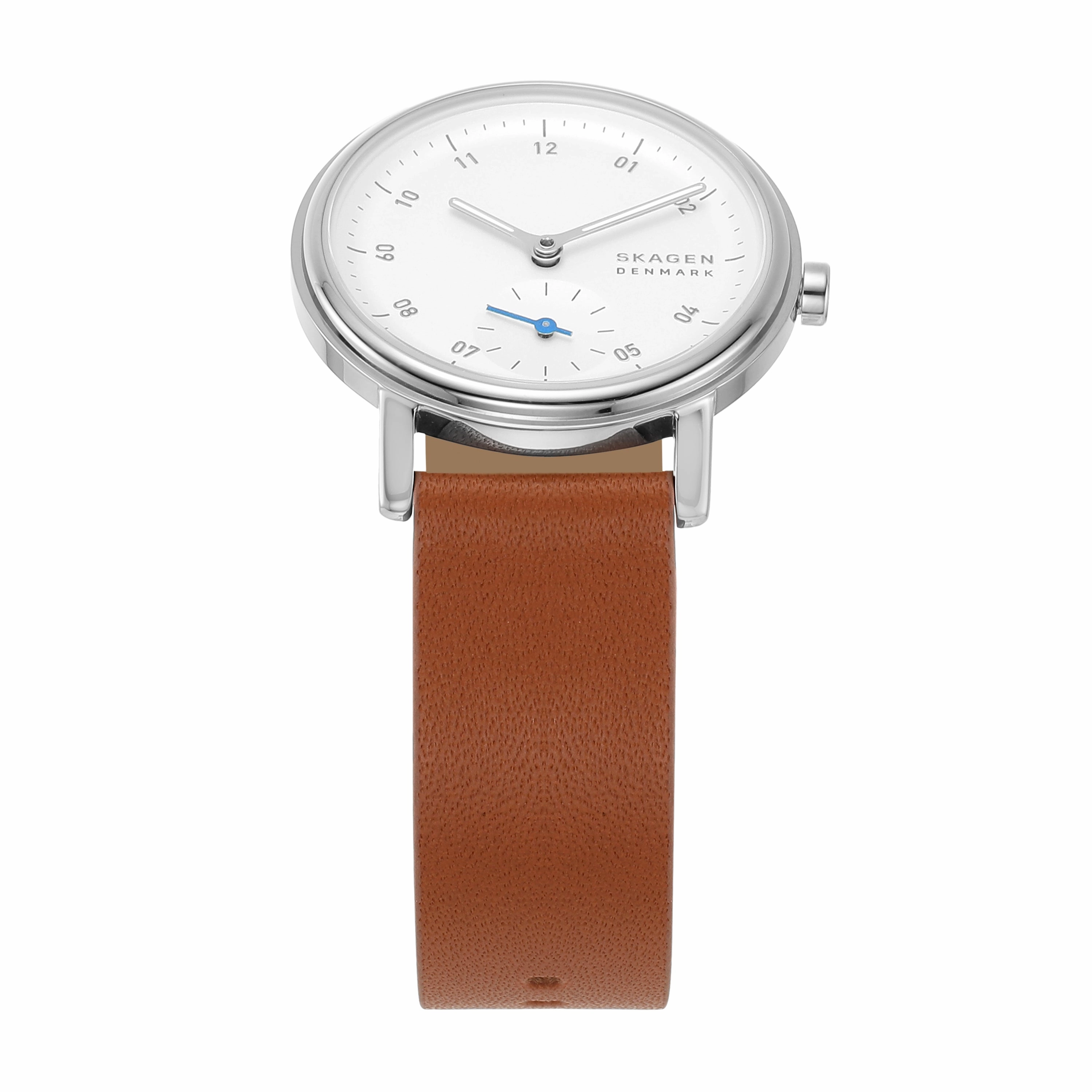 Skagen Kuppel Lille Elegant Watch with Minimalist Sub-Second Dial & Luxurious Brown Leather Strap - SKW3103