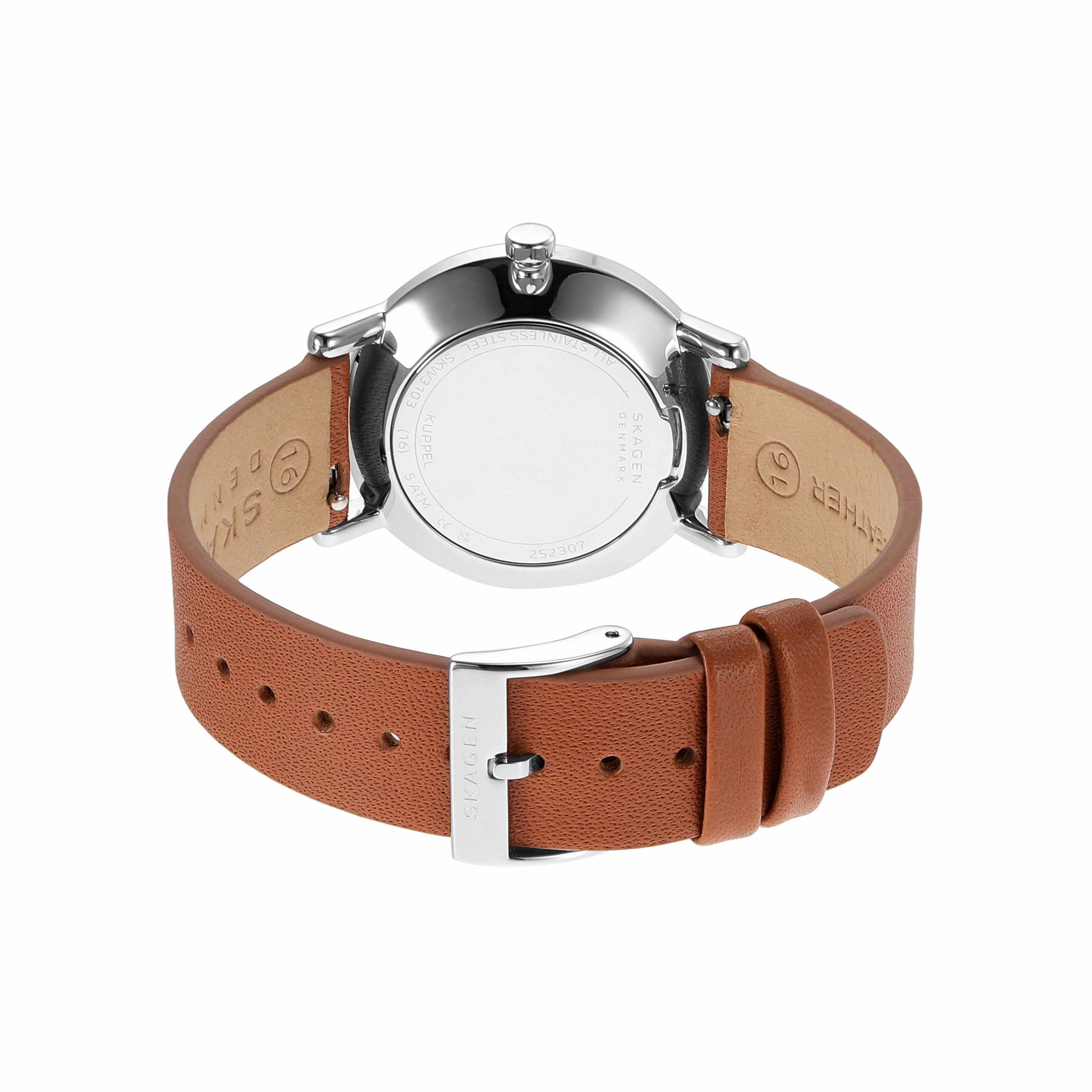 Skagen Kuppel Lille Elegant Watch with Minimalist Sub-Second Dial & Luxurious Brown Leather Strap - SKW3103