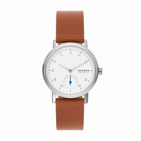 Skagen Kuppel Lille Elegant Watch with Minimalist Sub-Second Dial & Luxurious Brown Leather Strap - SKW3103