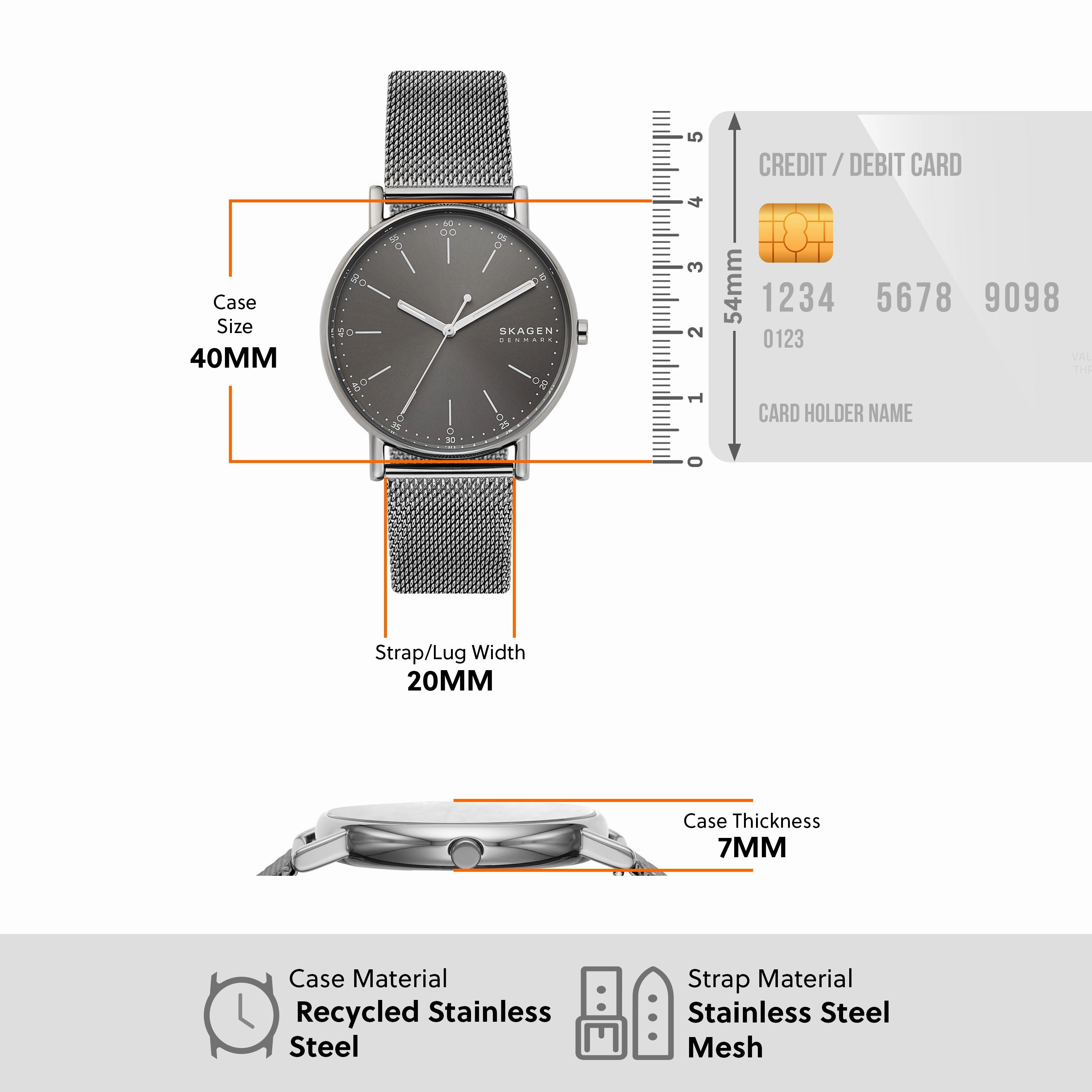 Skagen Signatur Eco-Friendly Gray Mesh Watch SKW6577