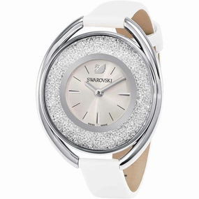 Swarovski Women's Strap Watch - Crystalline Oval White Leather Swiss | 5158548