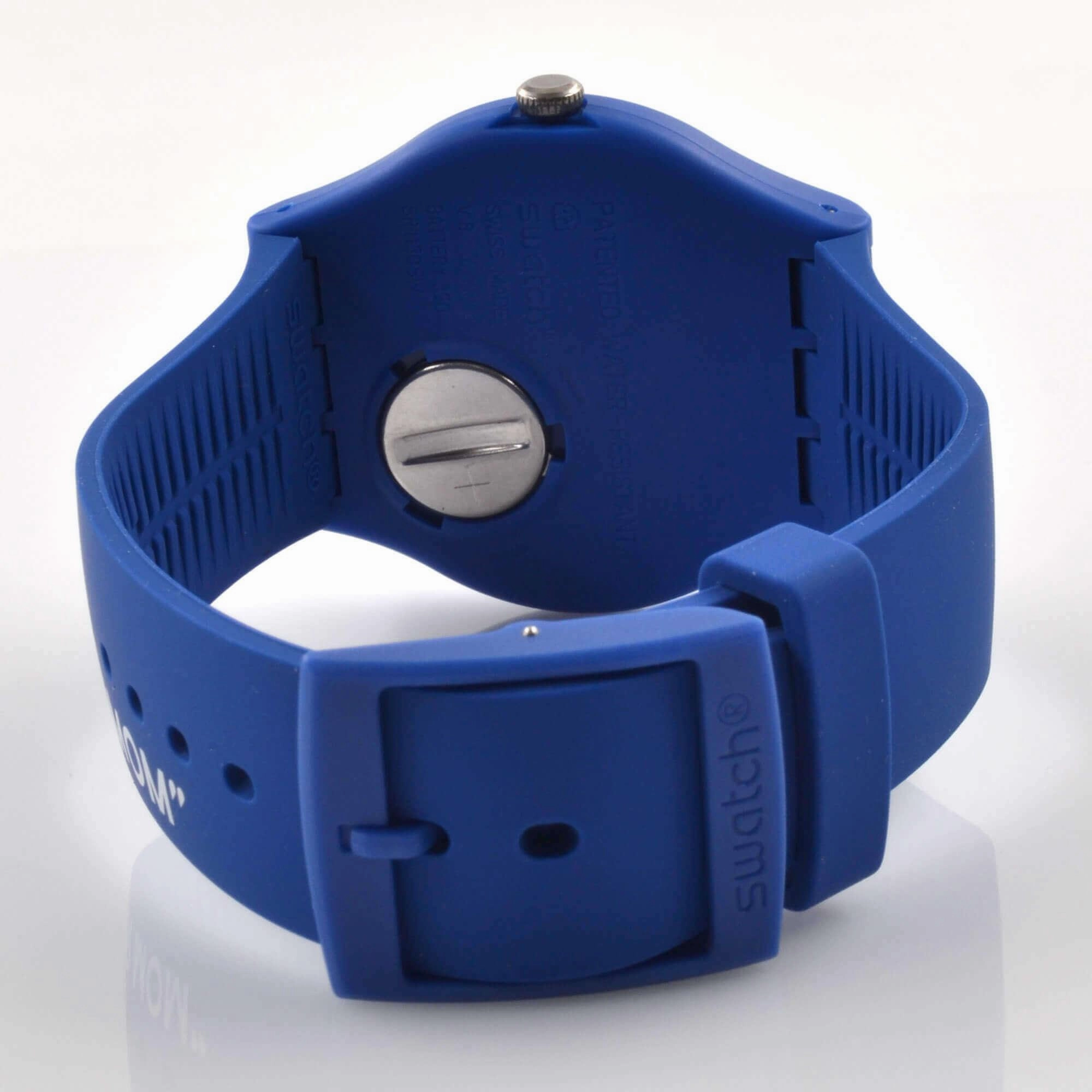 Swatch Men's Watch - All About Dad White Dial Blue Silicone Strap Quartz | SO29Z704