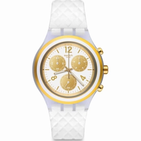 Swatch Men's Watch - Elegolden Chronograph White and Gold Tone Dial | SVCK1008