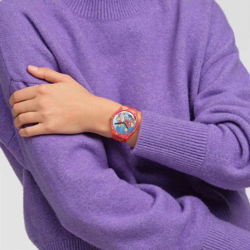Swatch THE SIMPSONS COLLECTION WONDROUS WINTER WONDERLAND Watch SUOZ361