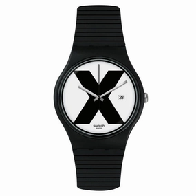Swatch Unisex Quartz Watch - The X-Vibe XX-Rated Black Silicone Strap | SUOB402