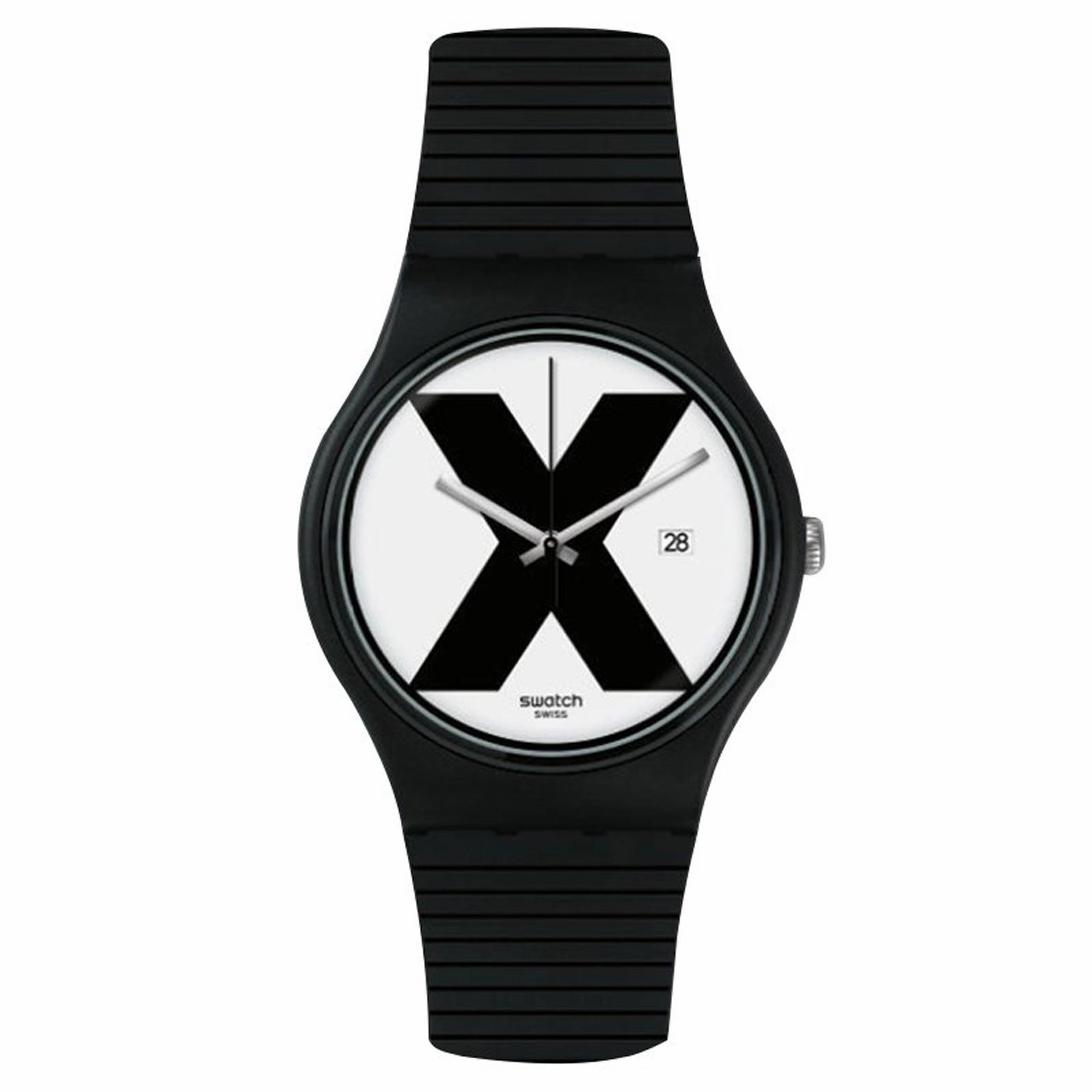Swatch Unisex Quartz Watch - The X-Vibe XX-Rated Black Silicone Strap | SUOB402