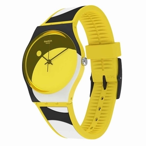 Swatch Unisex Watch - D-Form Quartz Black and Yellow Dial Silicone Strap | GJ139