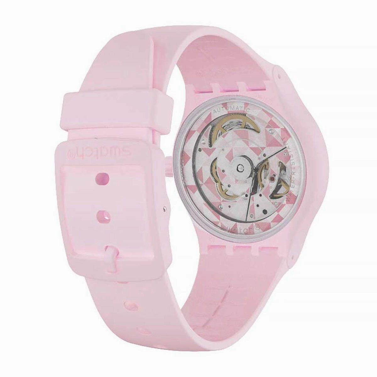 Swatch Women's Automatic Watch - Sistem51 Sistem Blush Pink Dial Silicone | SUTP402