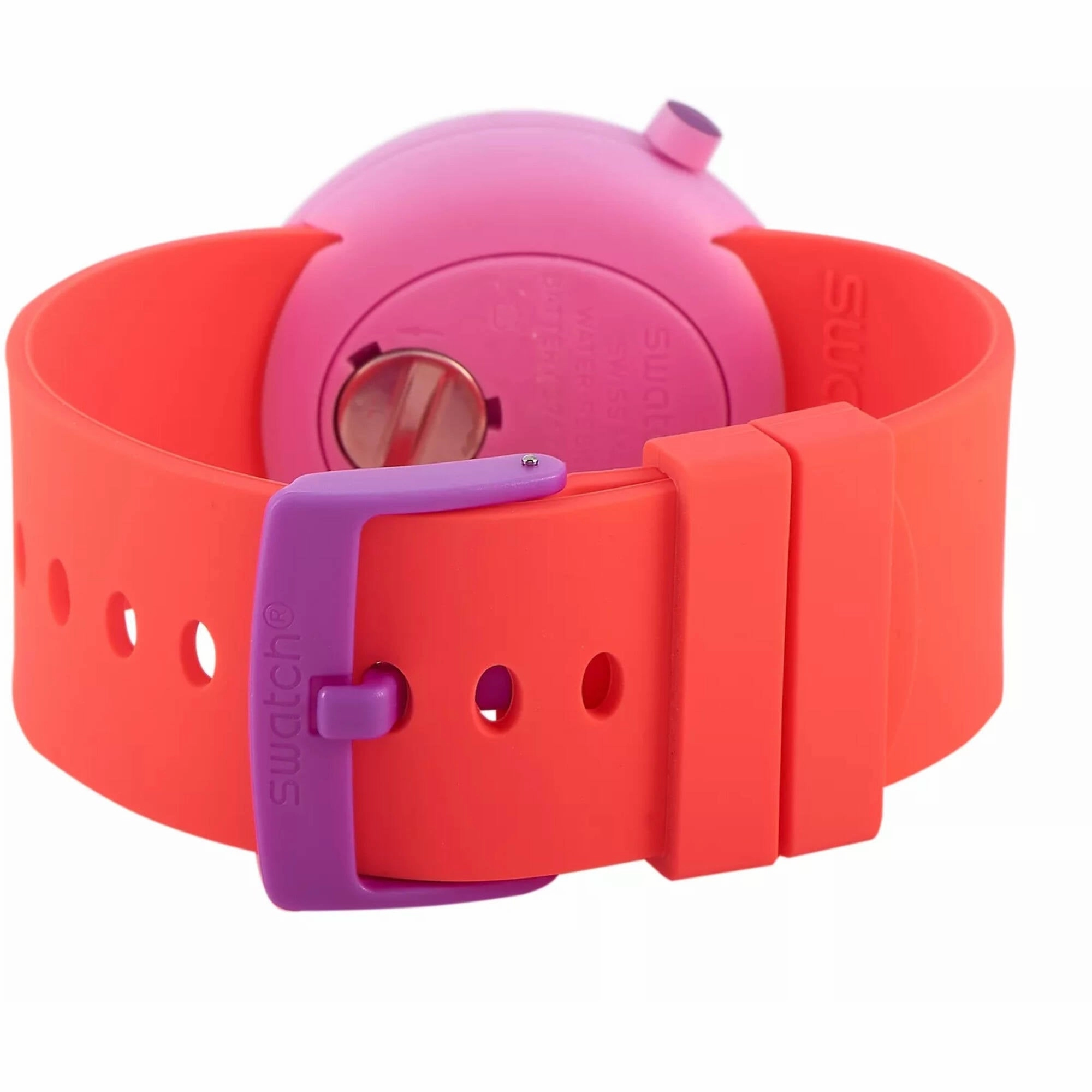 Swatch Women's Watch - Popalicious Quartz White Dial Orange Silicone Strap | PNP100