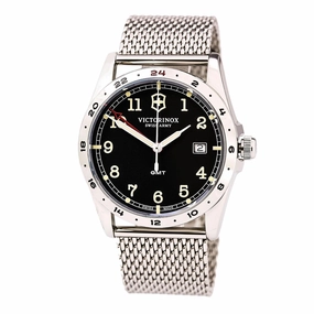 Swiss Army 241649 Men's Infantry Black Dial Stainless Steel Mesh Bracelet GMT Watch