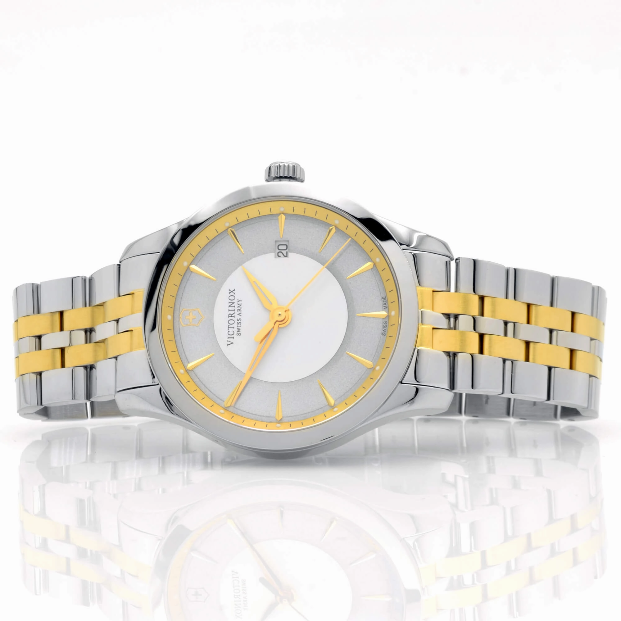 Swiss Army Men's Two Tone Bracelet Watch - Alliance Quartz Silver Dial | 241803