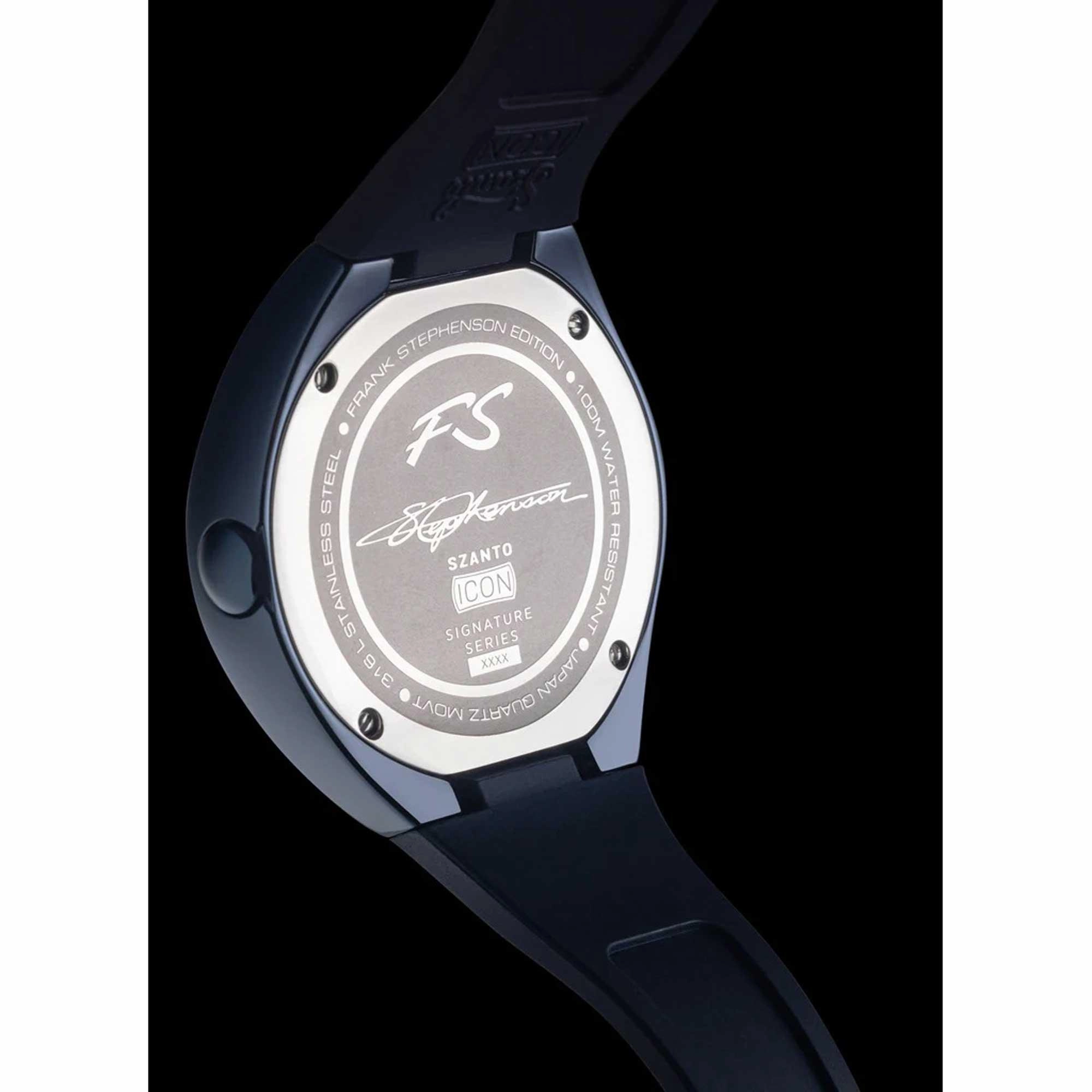 Szanto Icon Unisex Watch - Frank Stephenson Cosmos Black Dial Strap | IC-FS-9001