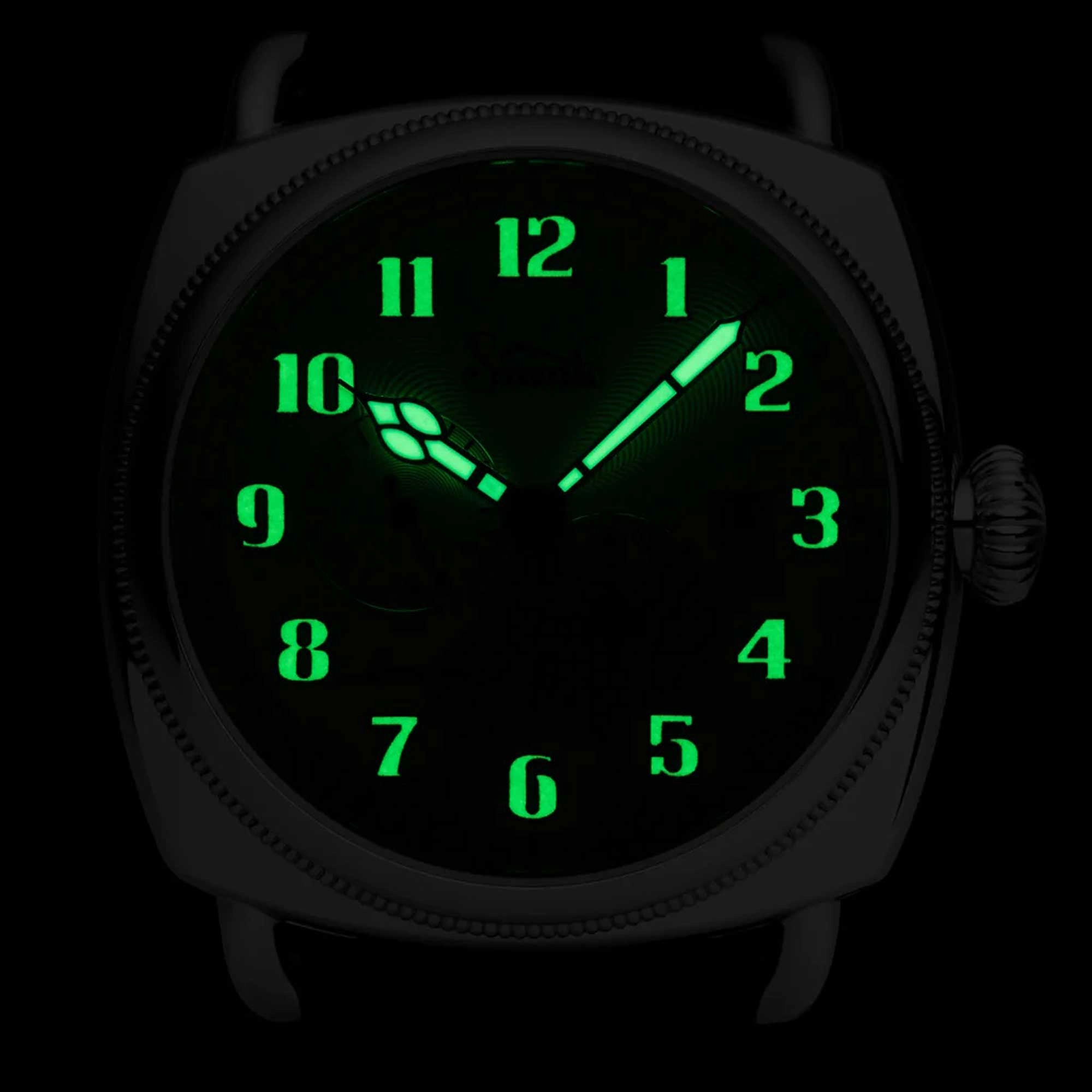 Szanto Men's Automatic Watch - Officer Coin Cushion Black Dial Strap | SZ 6201E