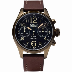 Szanto Men's Chronograph Watch - Desert Sands Antique Gold Case Brown Strap | SZ 4552