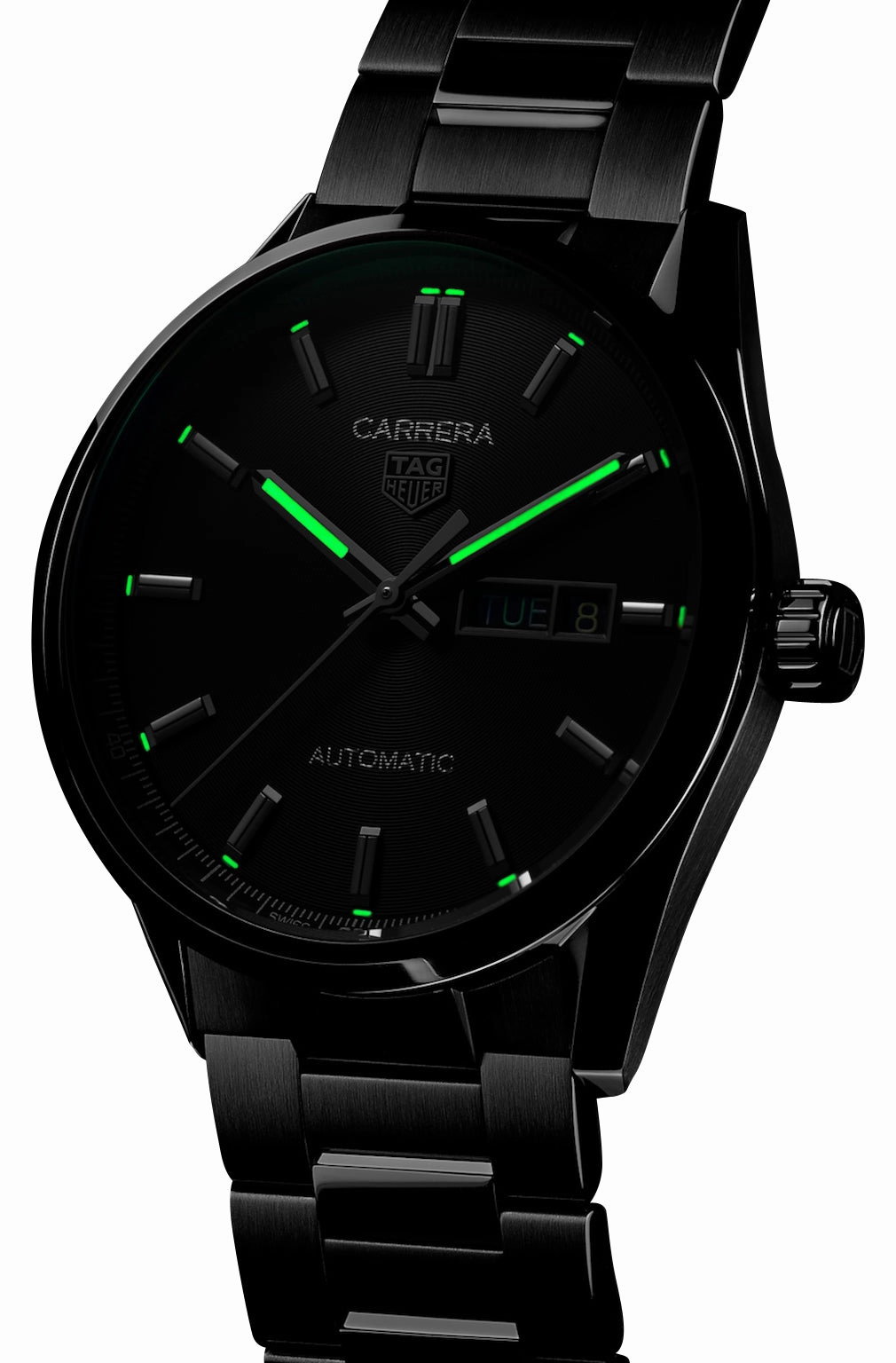 TAG Heuer Carrera Automatic Stainless Steel Black Dial Day/Date Mens Watch WBN2010.BA0640