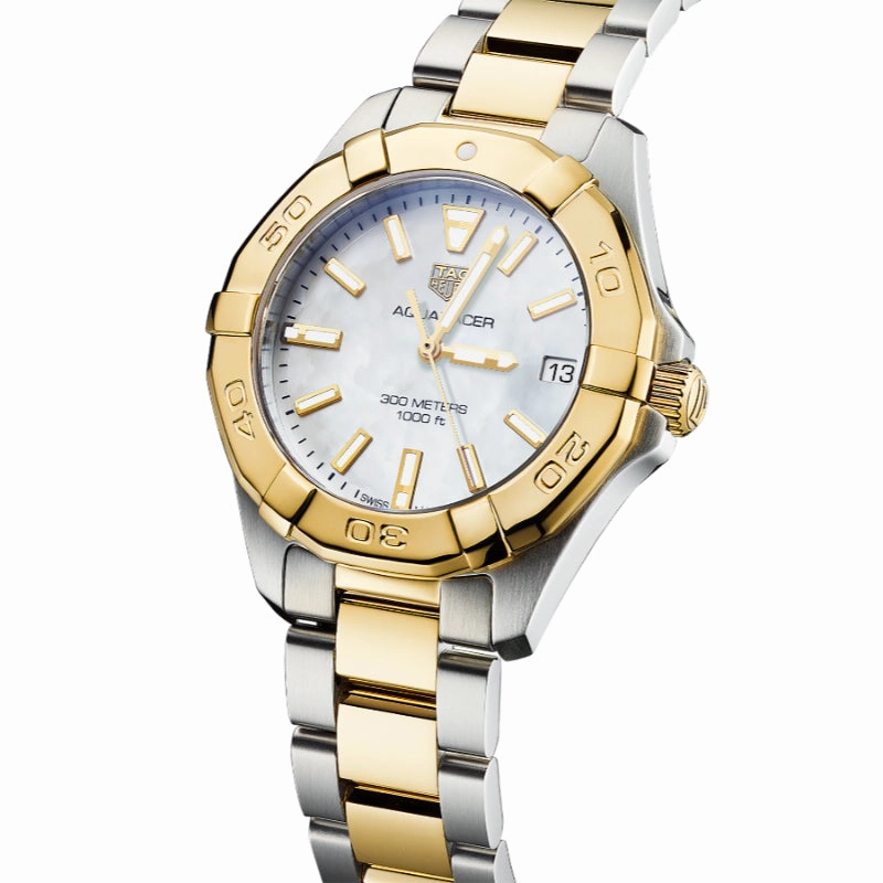 Tag Heuer Ladies 32mm Two-Tone Aquaracer, Mother of Pearl Dial
