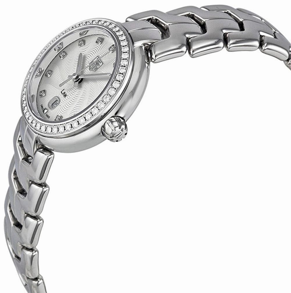 TAG Heuer Link Stainless Steel Silver-Tone Dial Diamonds Date Quartz Womens Watch WAT1414.BA0954