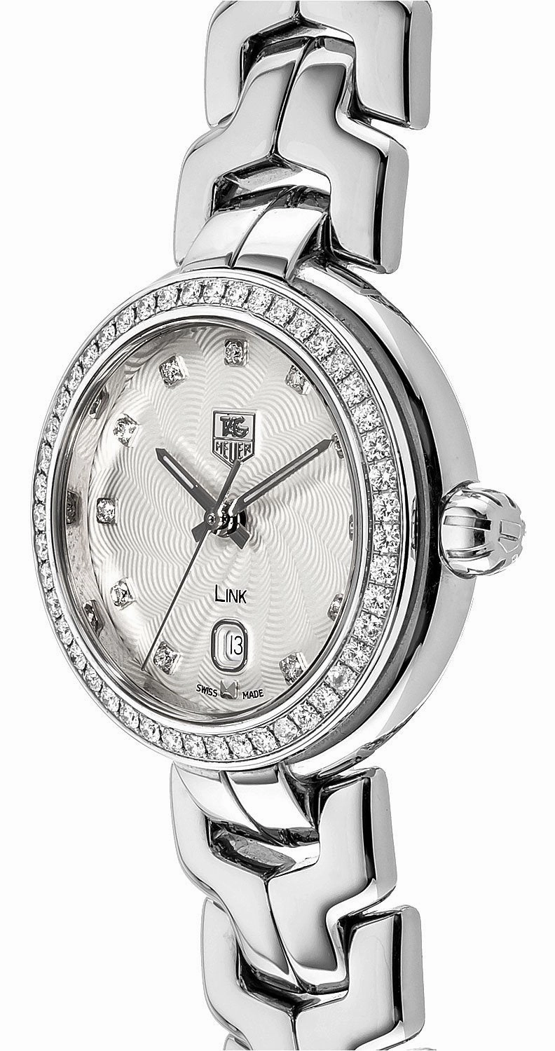 TAG Heuer Link Stainless Steel Silver-Tone Dial Diamonds Date Quartz Womens Watch WAT1414.BA0954