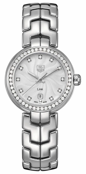 TAG Heuer Link Stainless Steel Silver-Tone Dial Diamonds Date Quartz Womens Watch WAT1414.BA0954