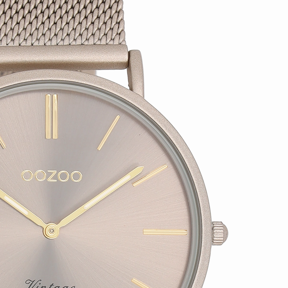 Taupe OOZOO watch with metal mesh bracelet - C20336