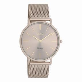 Taupe OOZOO watch with metal mesh bracelet - C20336