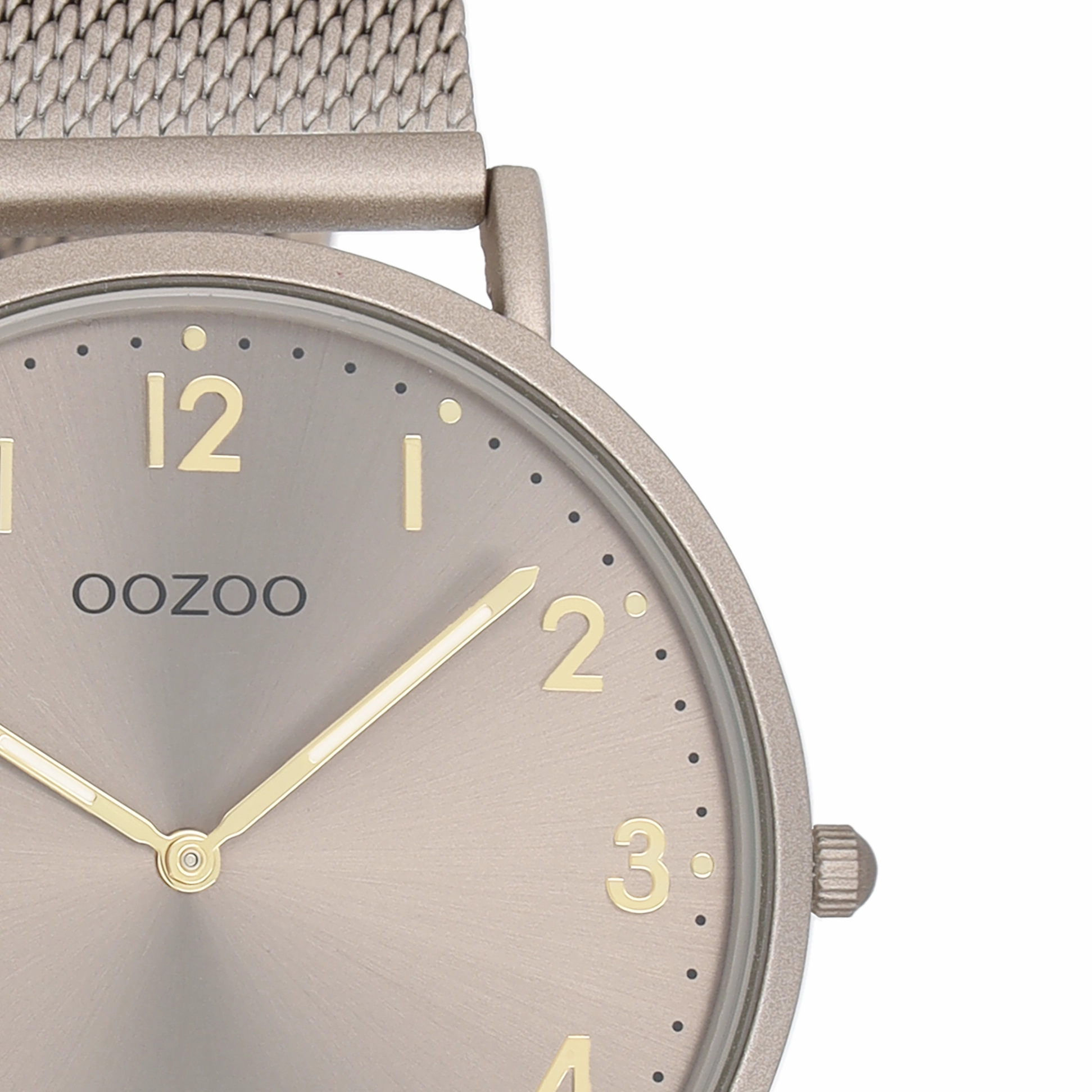 Taupe OOZOO watch with metal mesh bracelet - C20380
