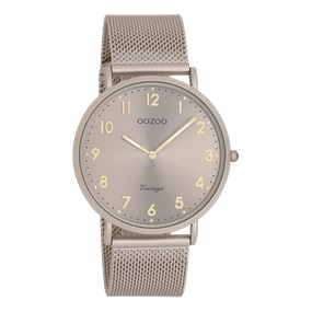 Taupe OOZOO watch with metal mesh bracelet - C20380