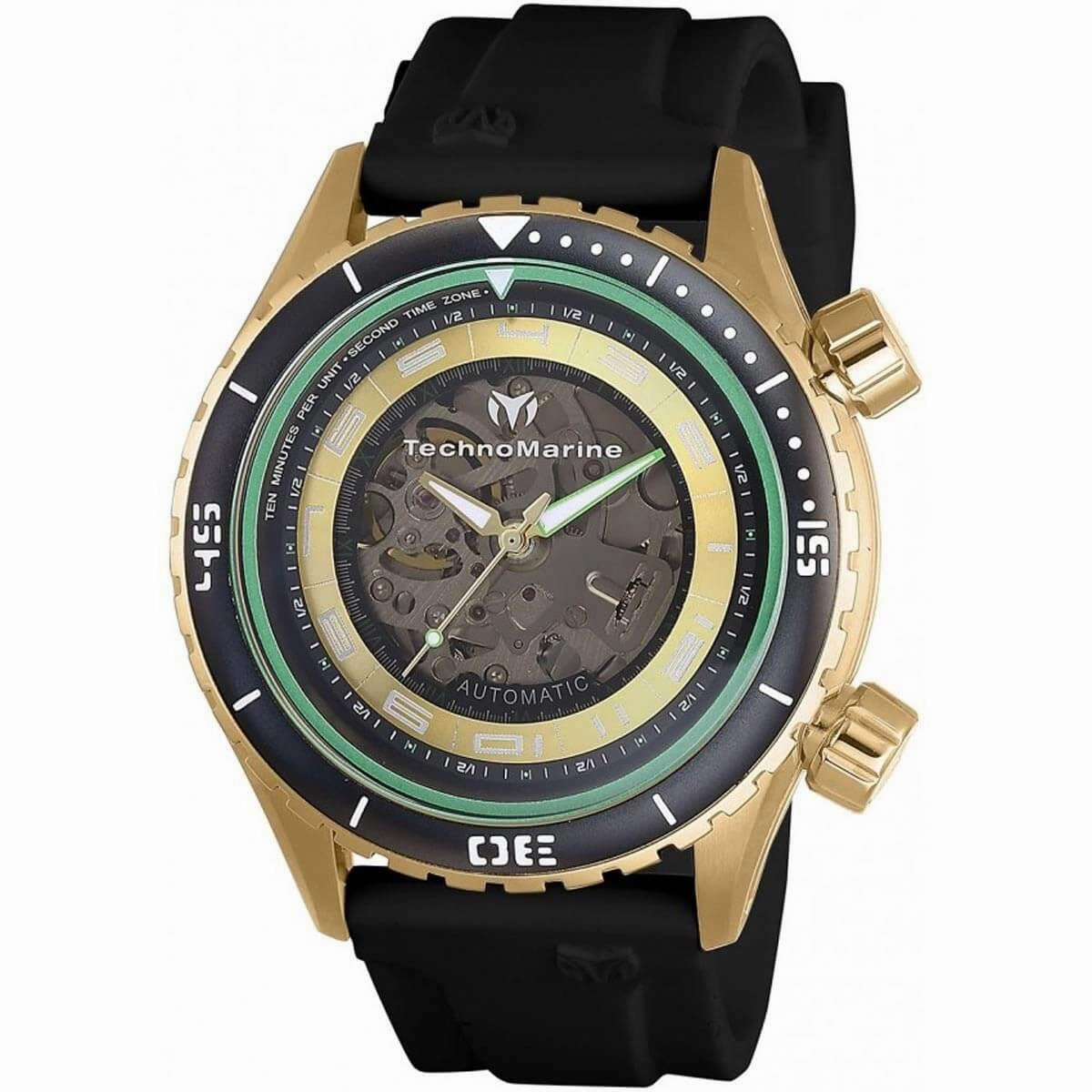 Technomarine Men's Automatic Watch - Manta Black Rubber Strap | TM-218005