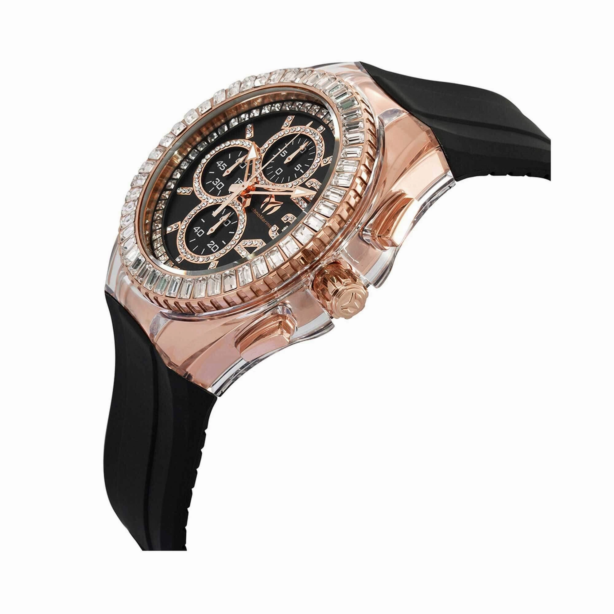 Technomarine Men's Watch - Cruise Glitz Chrono Black Strap Rose Gold Case | TM-121018