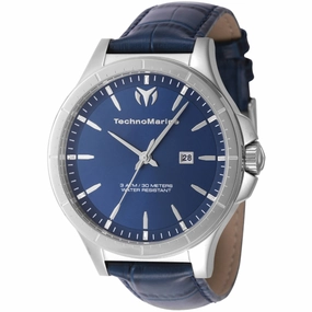 Technomarine Men's Watch - MoonSun Quartz Blue Dial Leather Strap Date | TM-822012