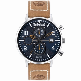Timberland Men's Watch - Dual Time and Date Blue Dial Leather Strap | TDWGF2091501