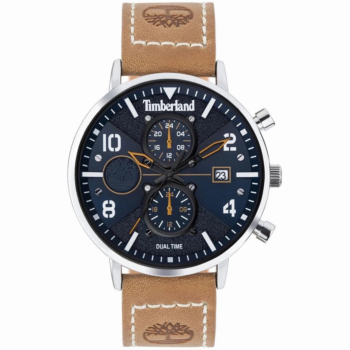 Timberland Men's Watch - Dual Time and Date Blue Dial Leather Strap | TDWGF2091501