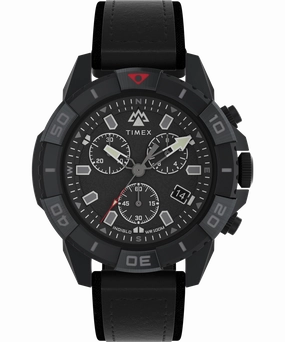 Timex Expedition 42mm Leather Black Dial Watch TW2W16000