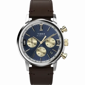 Timex Marlin Chronograph Tachymeter 40mm Leather Strap Watch