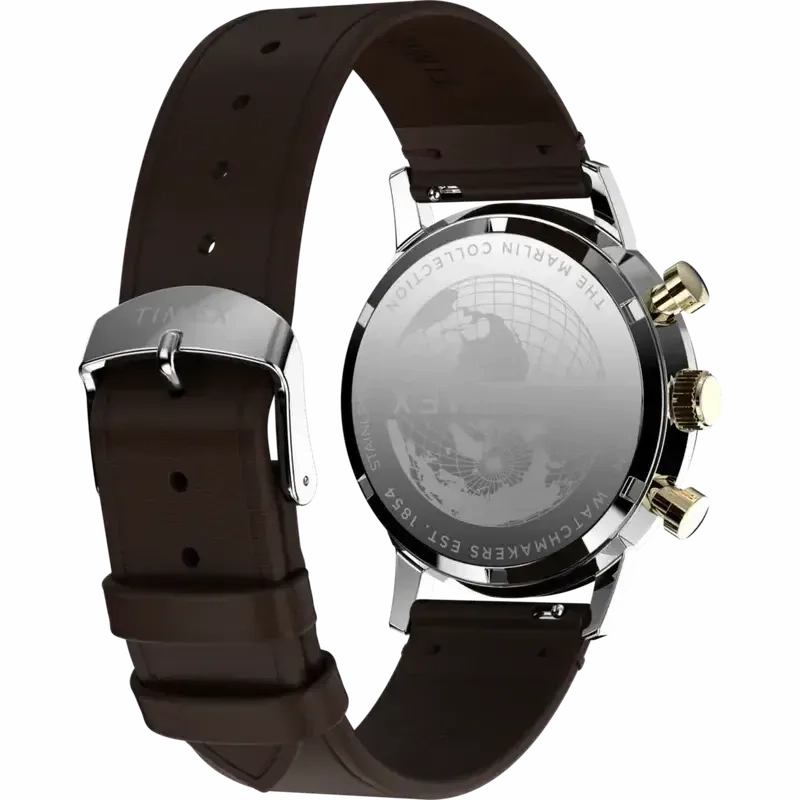 Timex Marlin Chronograph Tachymeter 40mm Leather Strap Watch