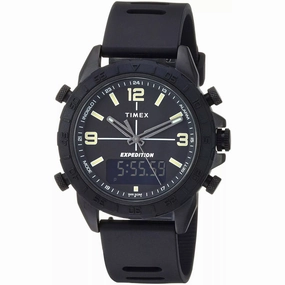 Timex Men's Watch - Expedition Pioneer Black Dial Silicone Strap Ani-Digi | TW4B17000