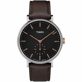 Timex Men's Watch - Fairfield Black Dial Brown Leather Strap Quartz | TW2R38100