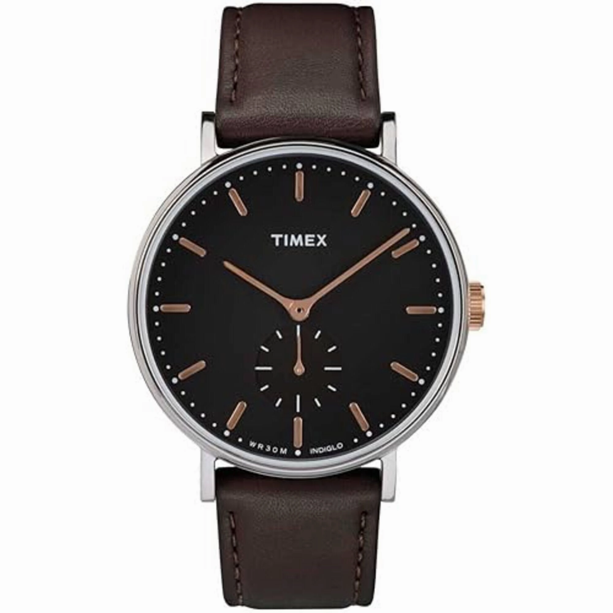 Timex Men's Watch - Fairfield Black Dial Brown Leather Strap Quartz | TW2R38100