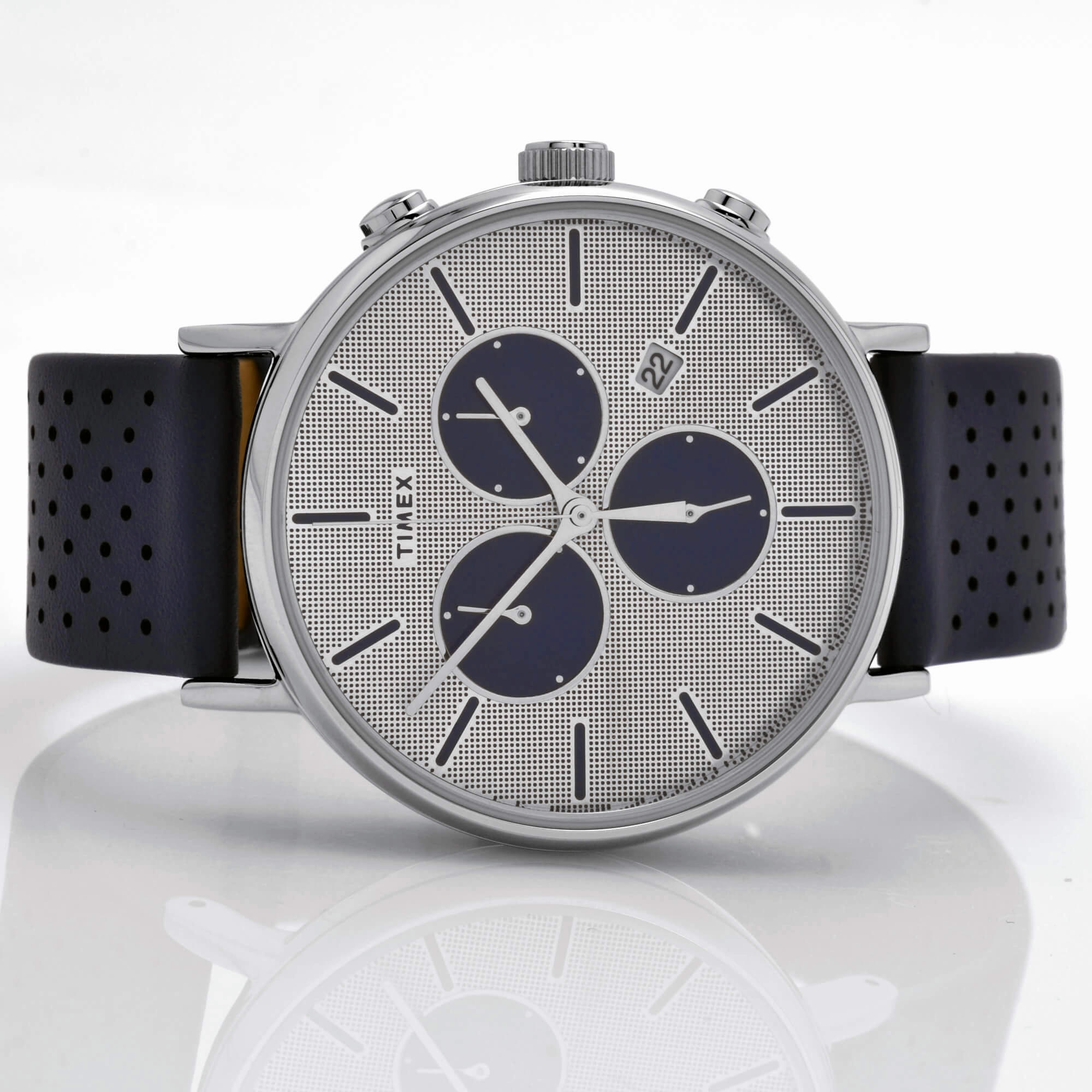 Timex Men's Watch - Fairfield Supernova Quartz Silver Dial Leather Strap | TW2R97700