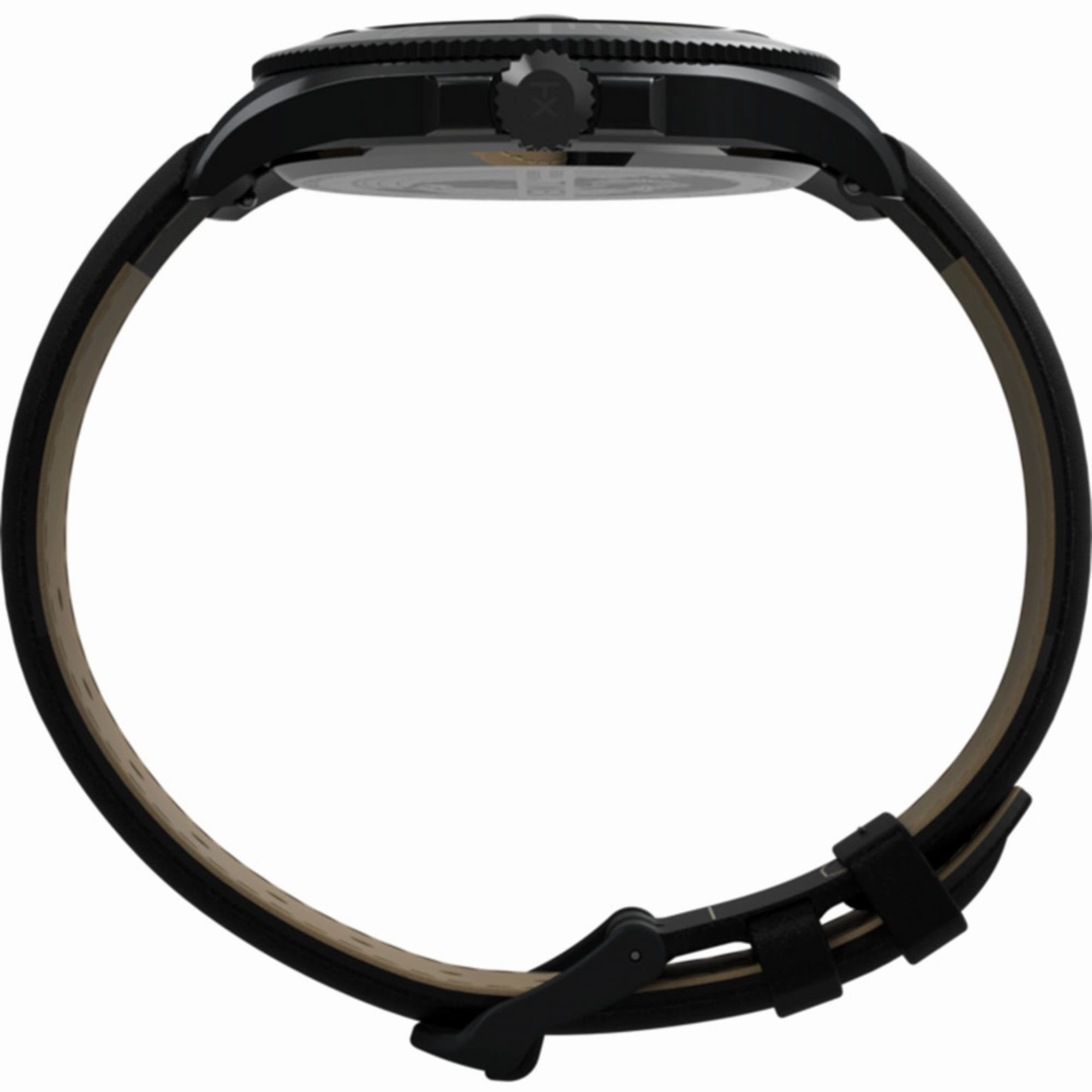 Timex Men's Watch - Harborside Coast GMT Quartz Black Dial Leather Strap | TW2V42300