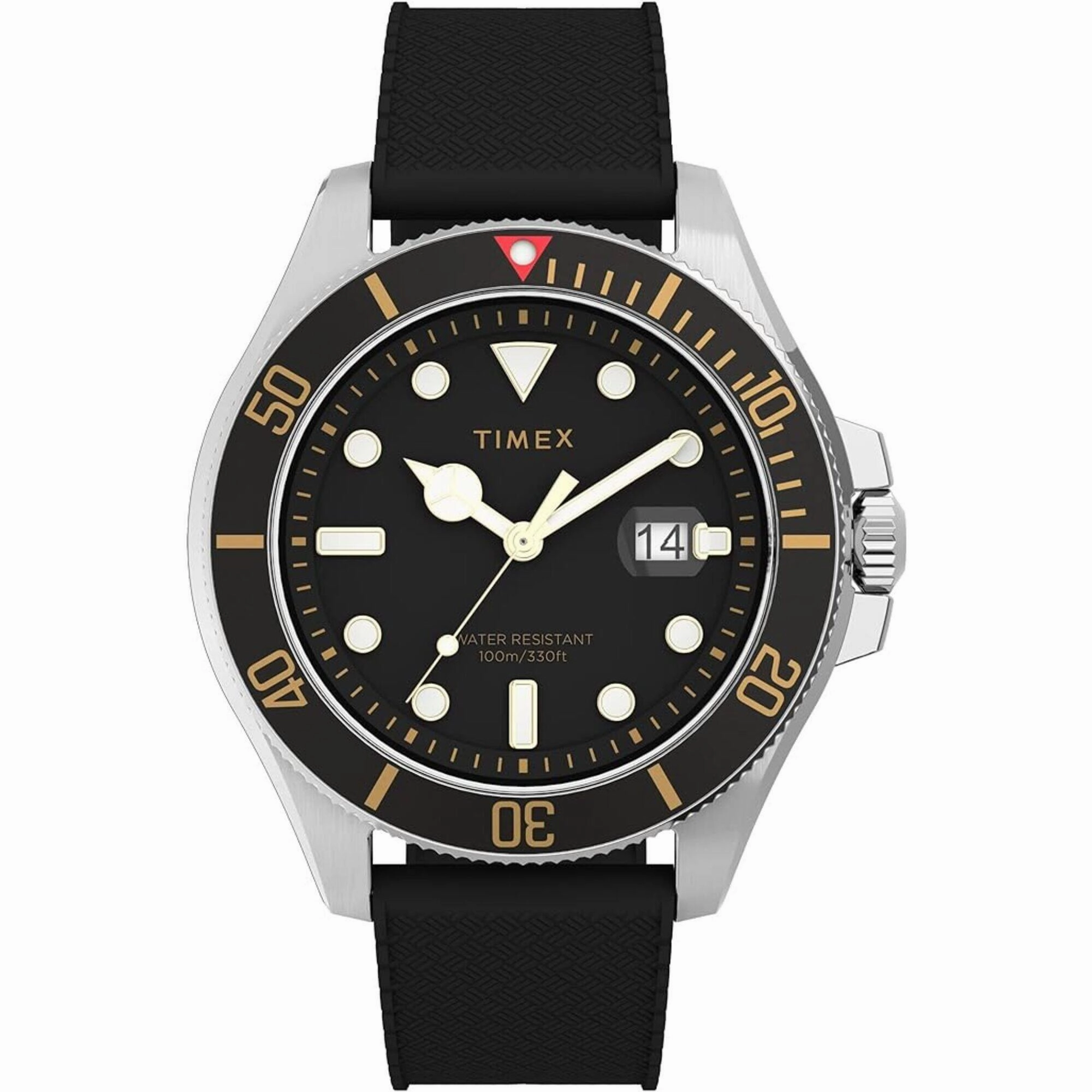 Timex Men's Watch - Harborside Coast Rotating Bezel Black Rubber Strap | TW2V27200VQ