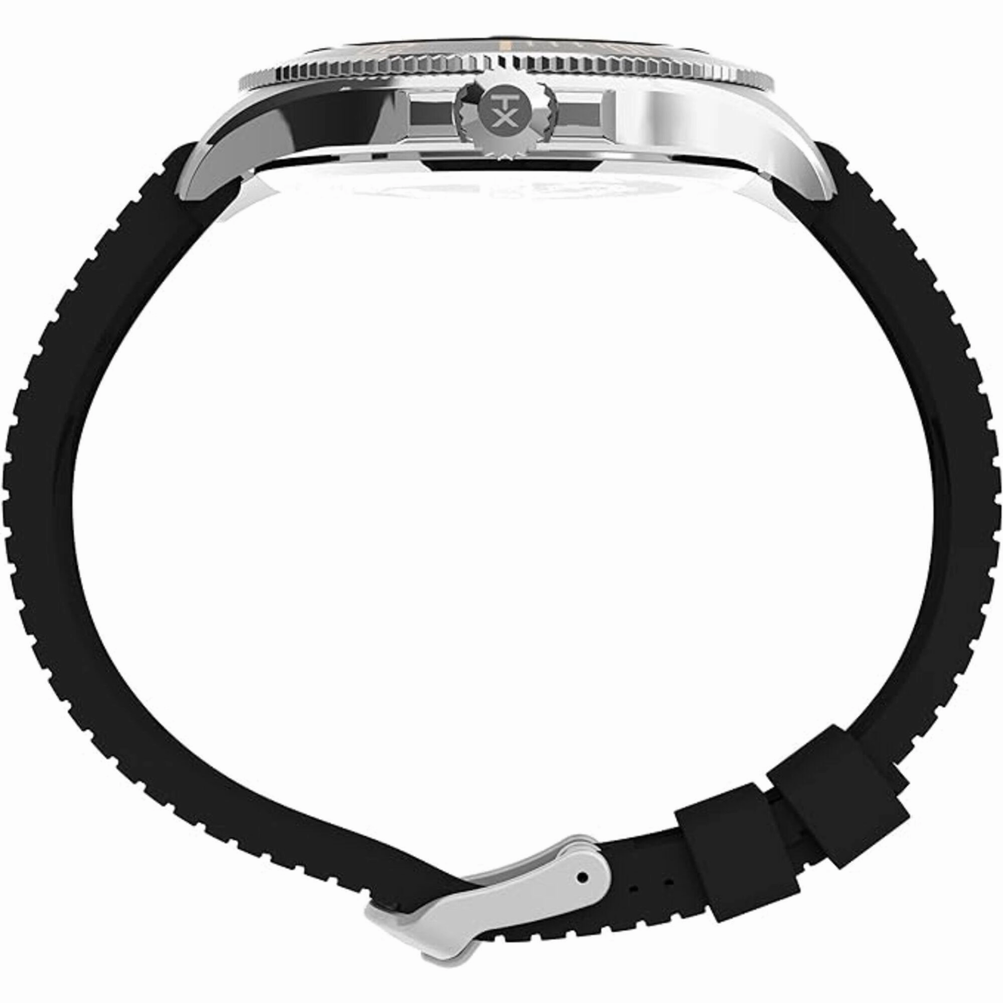 Timex Men's Watch - Harborside Coast Rotating Bezel Black Rubber Strap | TW2V27200VQ