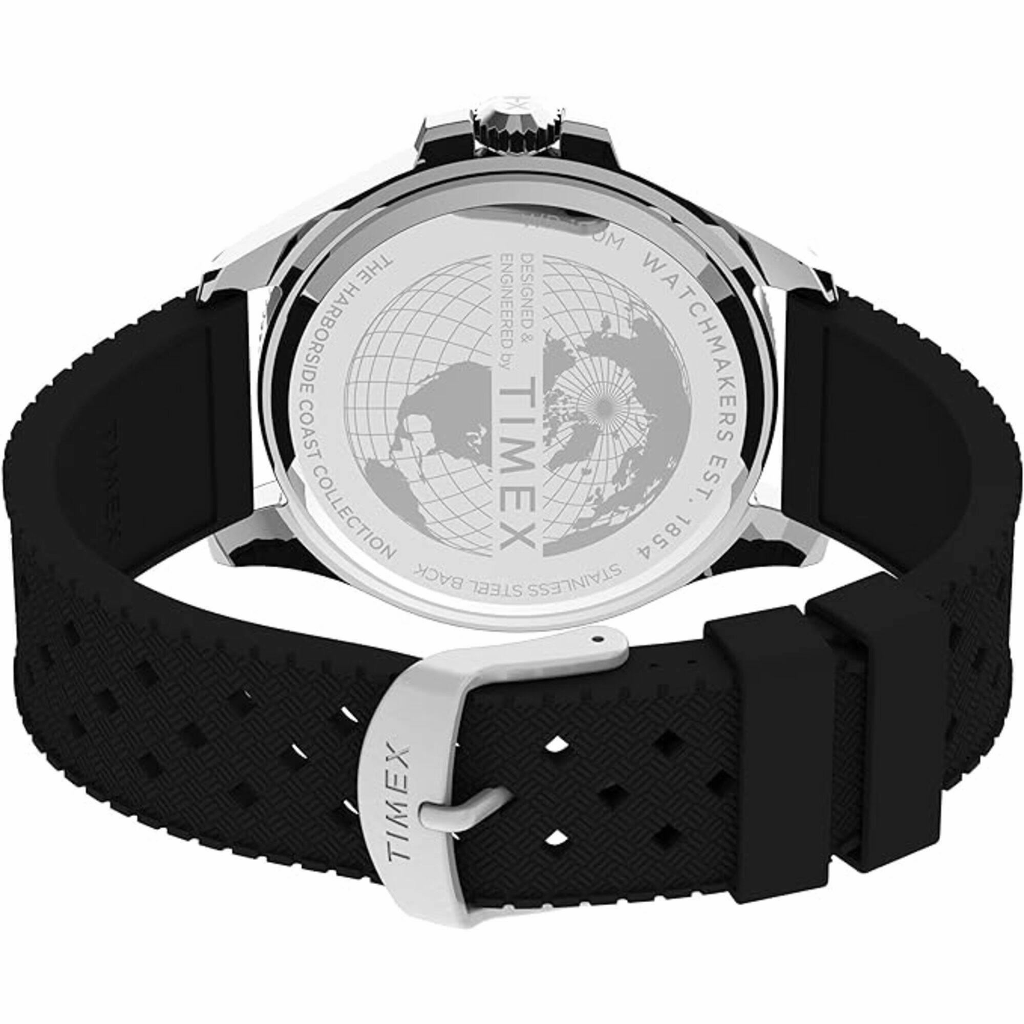 Timex Men's Watch - Harborside Coast Rotating Bezel Black Rubber Strap | TW2V27200VQ