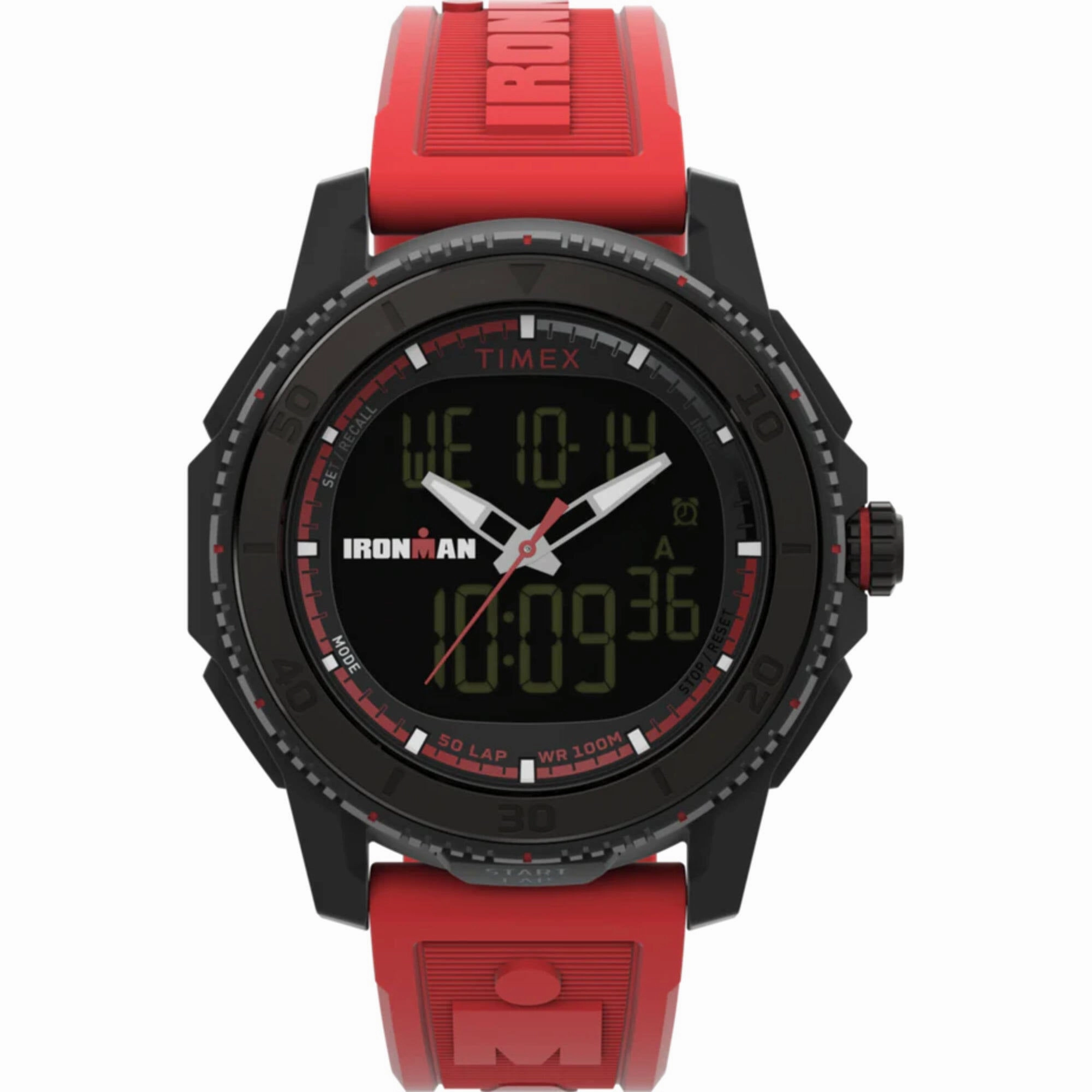 Timex Men's Watch - Ironman Adrenaline Black Analog-Digital Dial Red Strap | TW2W53700
