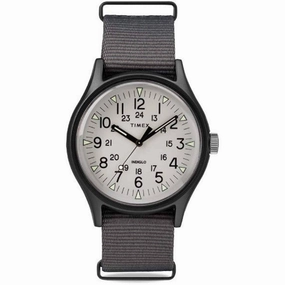 Timex Men's Watch - MK1 Quartz Black Aluminum Case Grey Dial Nylon Strap | TW2T10500