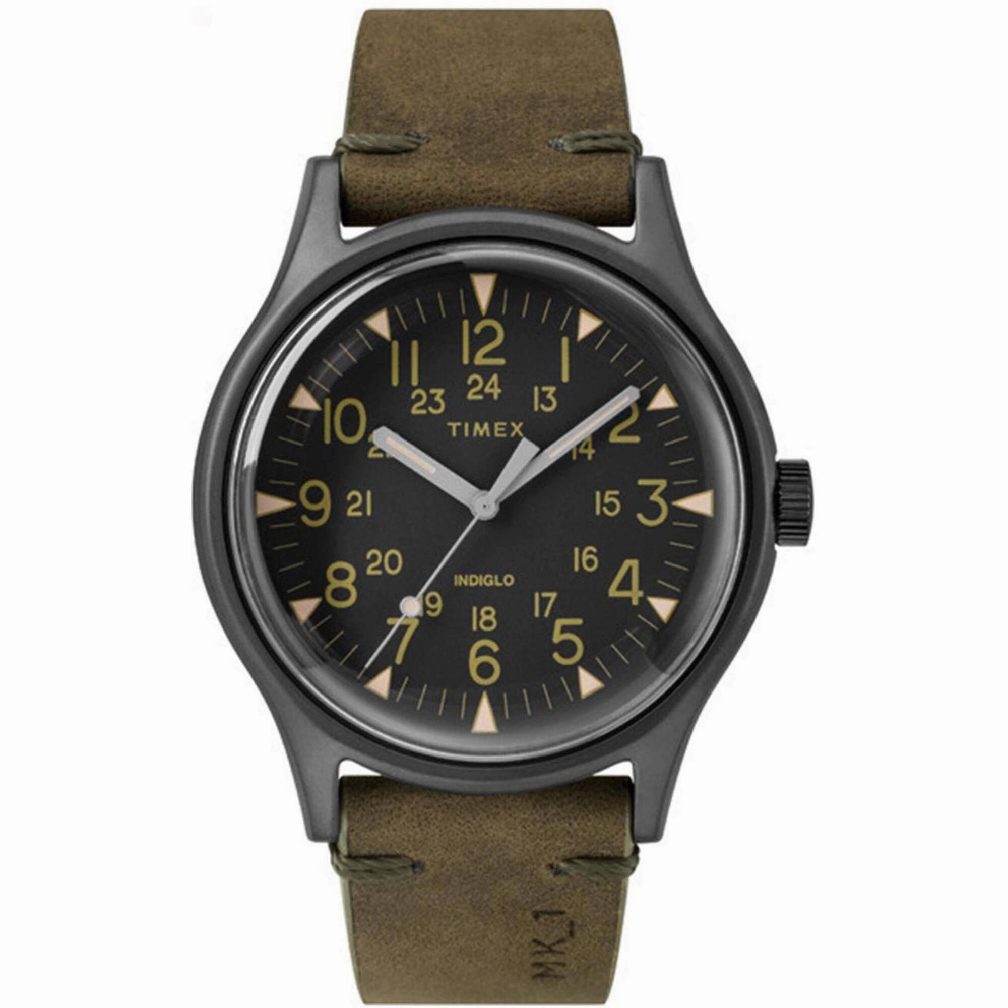 Timex Men's Watch - MK1 Quartz Gunmetal Stainless Steel Case Brown Strap | TW2R97000