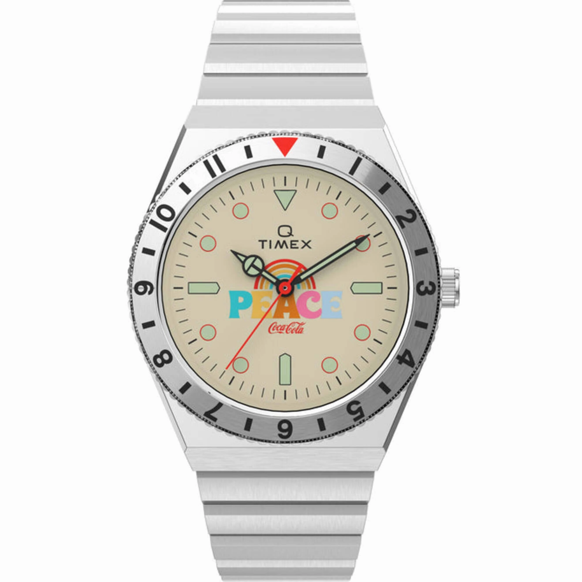 Timex Men's Watch - Q Quartz Cream Dial Stainless Steel Bracelet | TW2V25800