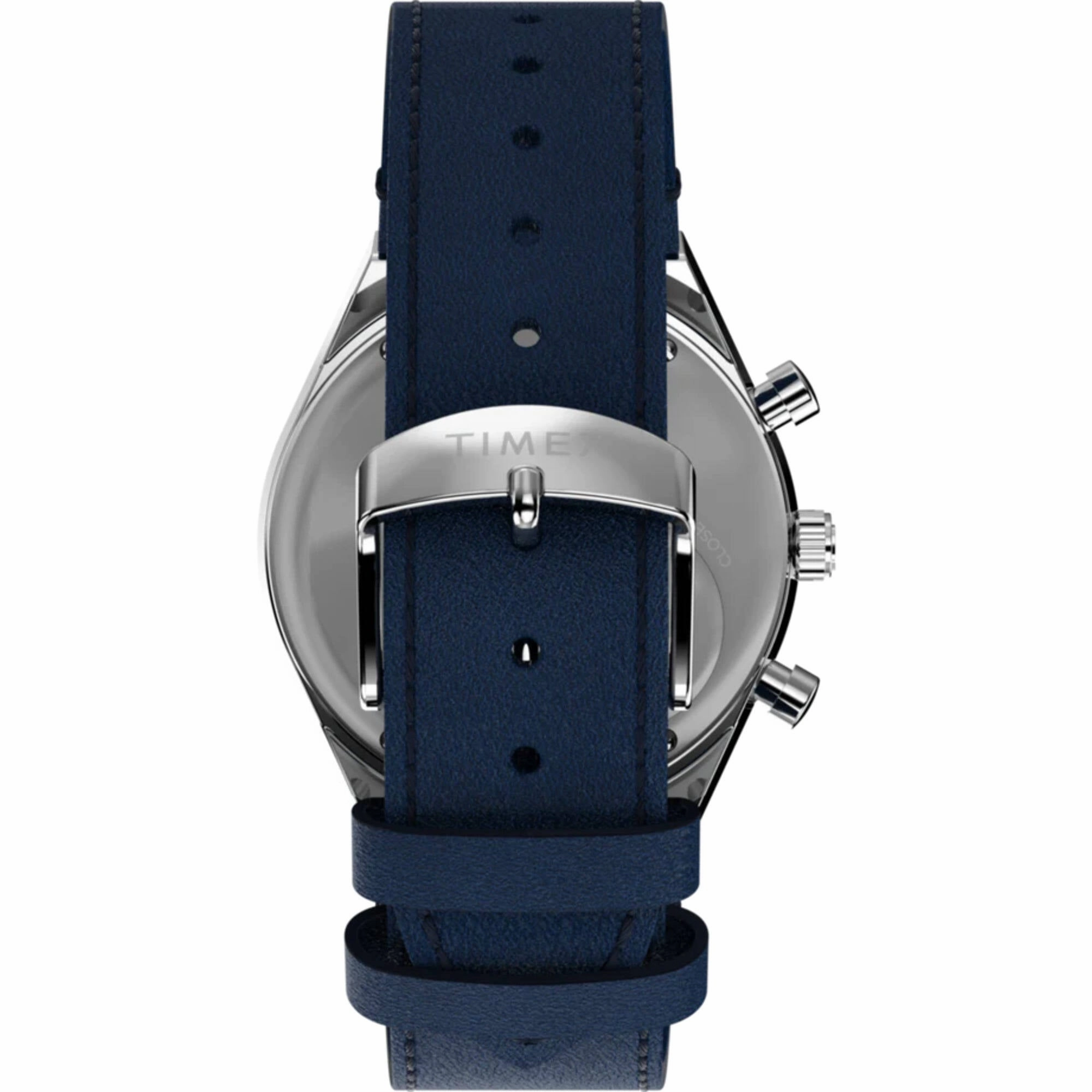 Timex Men's Watch - Q Timex Chronograph Blue and White Dial Leather Strap | TW2W51700